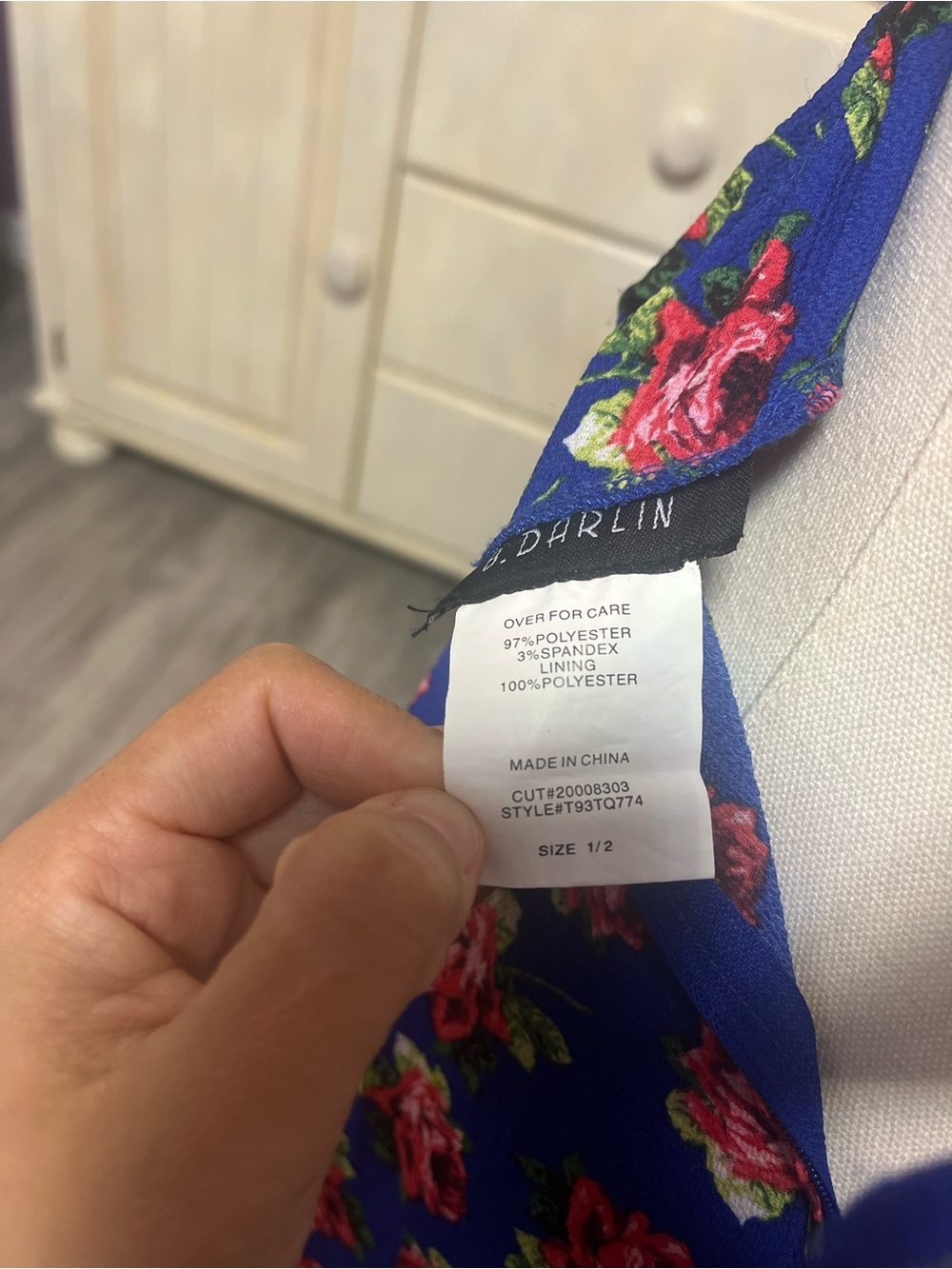 Darlin Royal Blue Floral Skater Dress - Size Junior's 1/2 - Picture 10 of 12